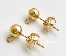 10pcs 14k Gold Filled 5mm Ball Bead Earring Posts with Earring Backing E72g