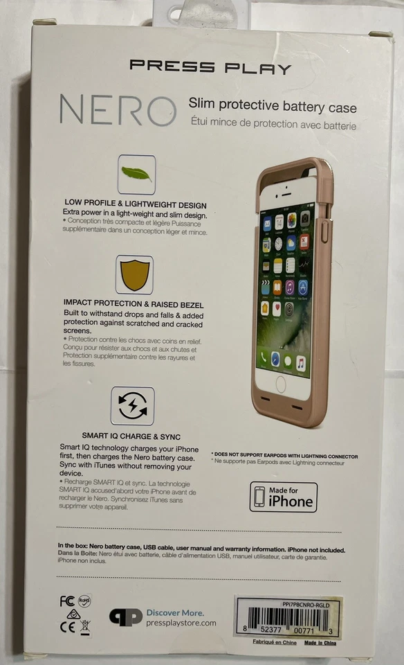 Funda de batería Press Play NERO oro rosa para iPhone 7+ delgada protectora para batería Foto 3 de 4