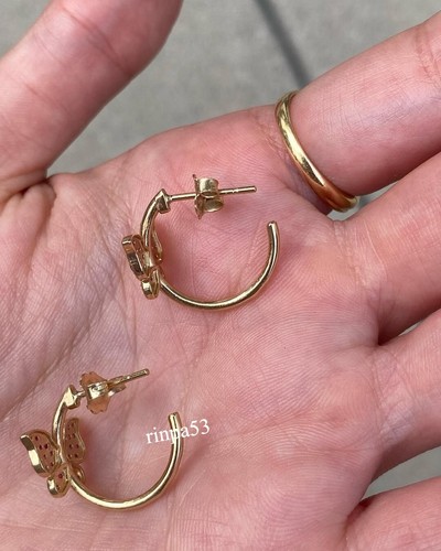 Butterfly Shape Lab Created Burmese Syn Ruby Hoop Earring Women's Real In 925 SS - Picture 2 of 6