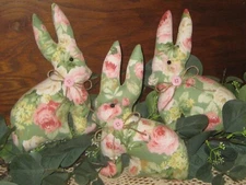Cottage Decor 3 Bunny Rabbits Bowl Fillers Handmade Gift Easter Vintage Look