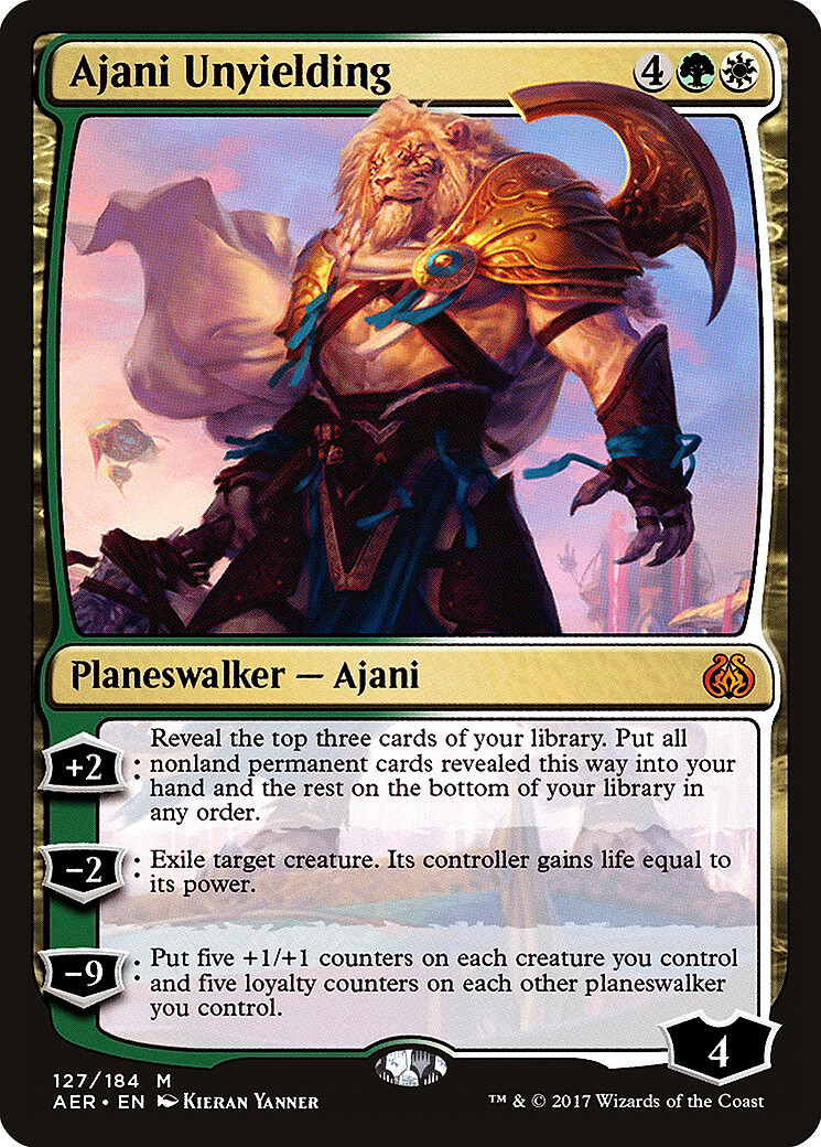 Ajani Unyielding Aether Revolt NM White Green Mythic Rare