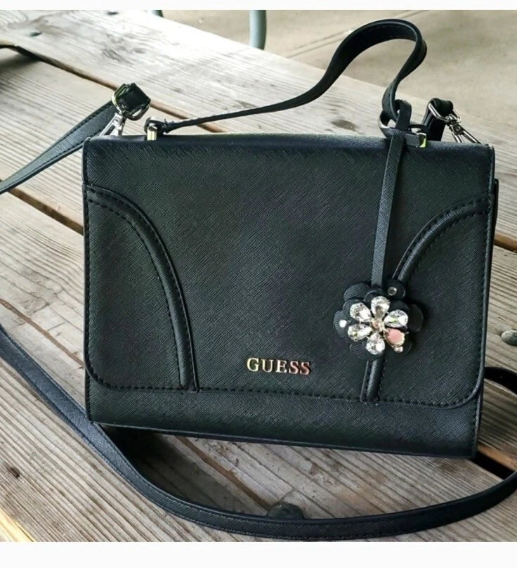 GUESS shoulder/hand bag With Rhinestone Flower Charm