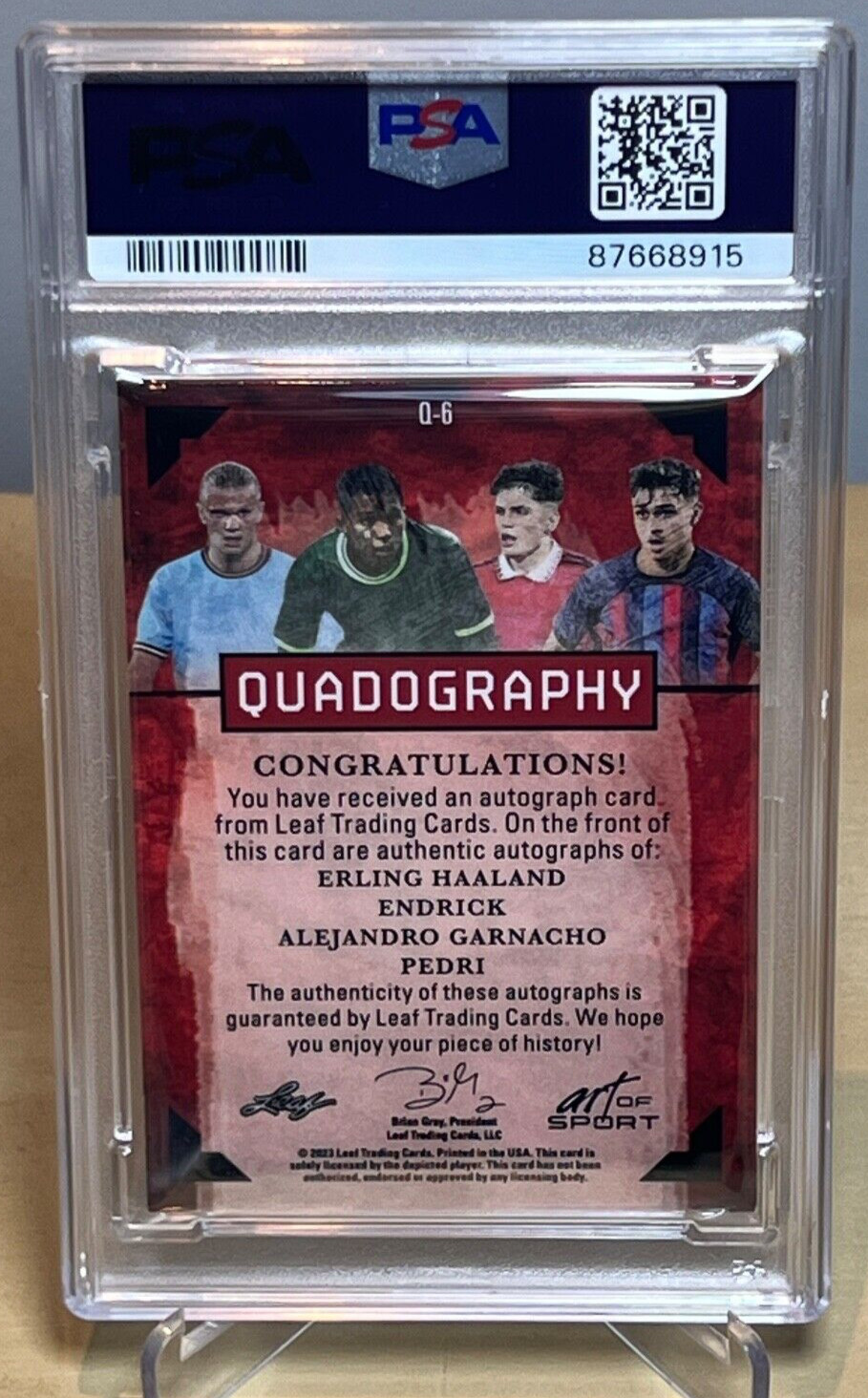 HAALAND ENDRICK GARNACHO PEDRI * PSA 9 QUAD AUTO * /10 * 2023 LEAF * PSA POP 1 * view 3