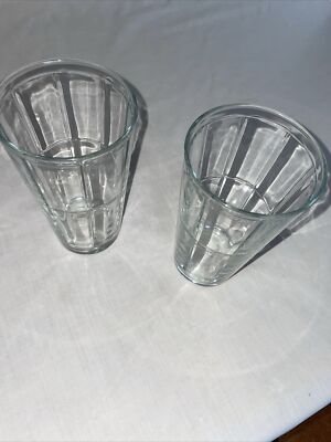 Pasabahce Tumblers Pair of Two Glass Size 3.25x6 Windowpane 16 Oz Block EUC