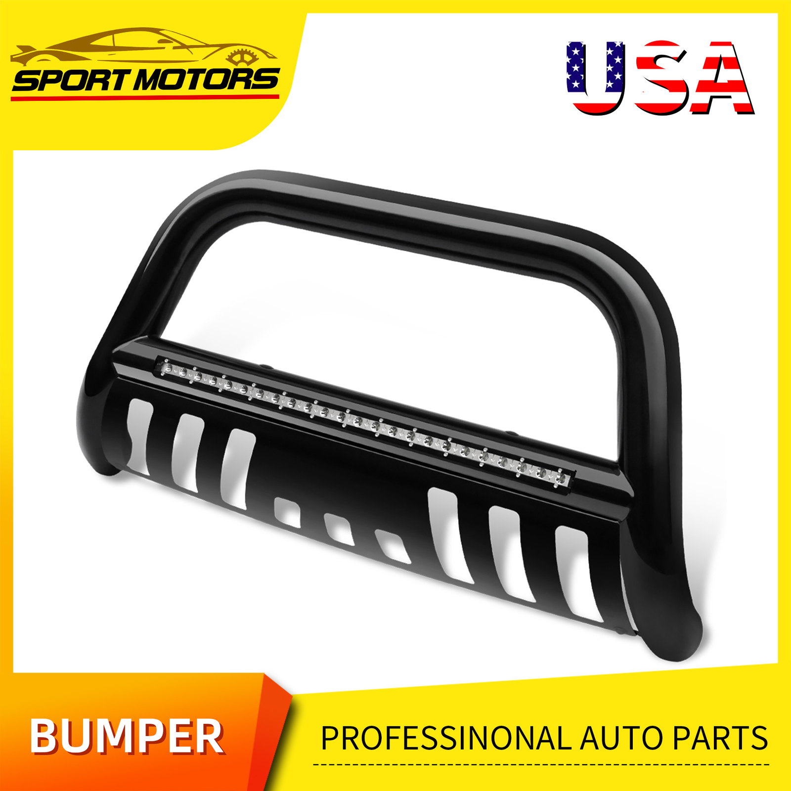 Front  Bumper Bull Bar Grille Guard for 2016-2023 Toyota Tacoma W/ Light Bar