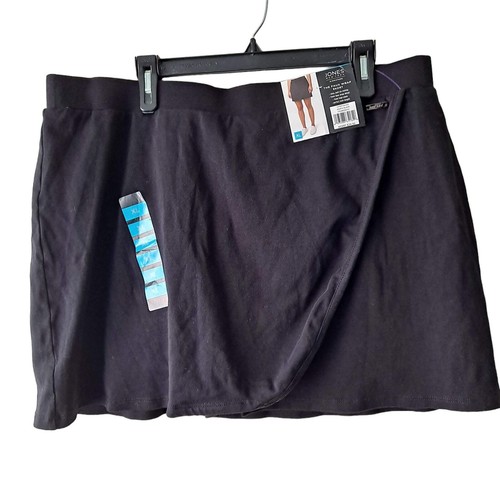 Jones New York Signature Womens The Faux Wrap Pull On Skort Black Size XL NWT