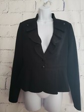 White House Black Market Peplum Blazer Jacket size 0 / XS Ruffled Lapels Lined
