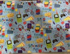 BIKE XBOX PIZZA BURGER GAMING WRAP WRAPPING  HAPPY BIRTHDAY GIFT 2 SHEETS &1 TAG