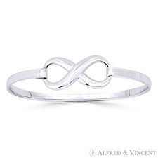 Infinity Symbol / Figure 8 Luck Charm Bangle Solid .925 Sterling Silver Bracelet