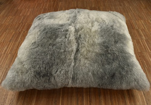 EXKLUSIVES LAMMFELL BODENKISSEN GRAU NATUR 80 x 80 cm SITZKISSEN KURZWOLLIG - Bild 4 von 5