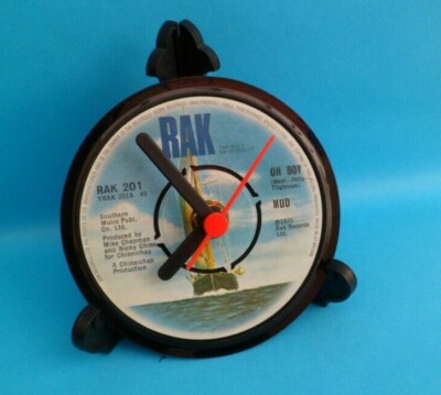 MUD CLOCK Band LES GRAY Desk Table Top CLOCK Vinyl Record Hit Single Size 4''