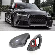 For 2012-18 Audi A6 C7 S6 RS6 Carbon Fiber Pattern Mirror Cover with Lane Assist
