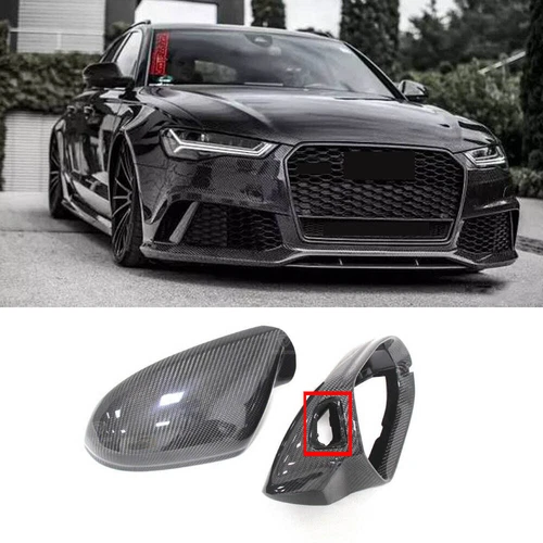 For Audi A6 C7 S6 RS6 Carbon Fiber Mirror Housing Cover with Lane Assist - Picture 1 of 6