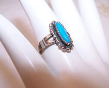 Wheeler Mfg Co Native American Sterling Silver Turquoise Ring - Size 5