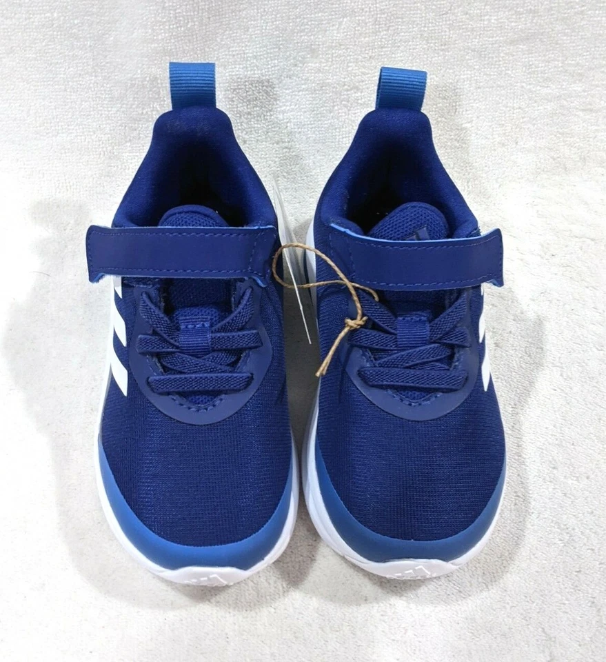 阿迪达斯 FortaRun EL I 蓝色/白色男孩学步儿童运动鞋 - 尺码 7K NWB GY7607 — 第 3/4 张图片