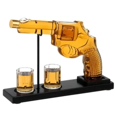 Gun Whiskey Decanter Set - 10 oz - Liquor Decanter Set with 2 glasses - gift men