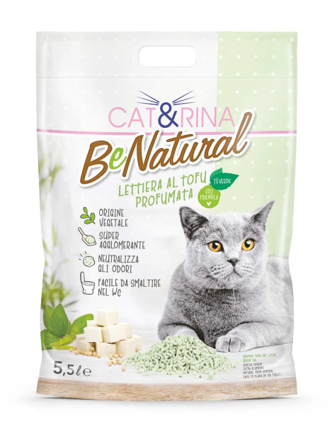 Cat&Rina Benatural Lettiera Al Tofu Profumata Tè Verde Per Gatti 5,5L