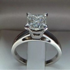 2.90 Ct White Lab Created Diamond Solitaire Ring 925 Sterling Silver