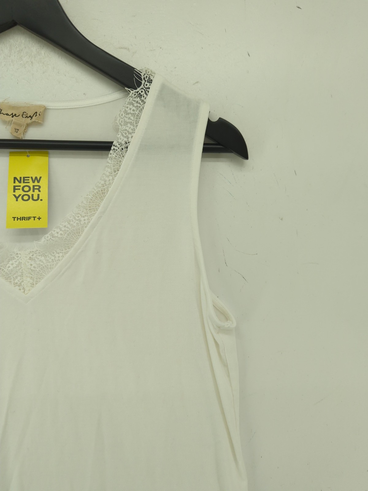 T shirt donna Phase Eight UK 12 bianca 100% altra senza maniche scollo a V basic