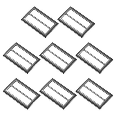 8Pcs Metal Buckles 1-5/8'', for Flat Slider with Button, Black