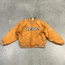 Vintage UT University of Texas Longhorns Orange Bomber Jacket Men’s Sz L Read