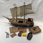 Vintage Playmobil 3550 Pirate Ship 1978 Geobra Accessories Chest Rowboat Crane