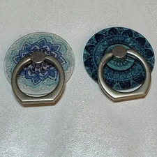 Set of 2 Mandala Phone Ring Holder Stand 360 Degree Rotation Adhesive Mount