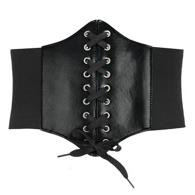 Ceinture Corset pour Femme Cuir Corset à Lacets Ceinture Élastique Ceinture - Photo 1/4