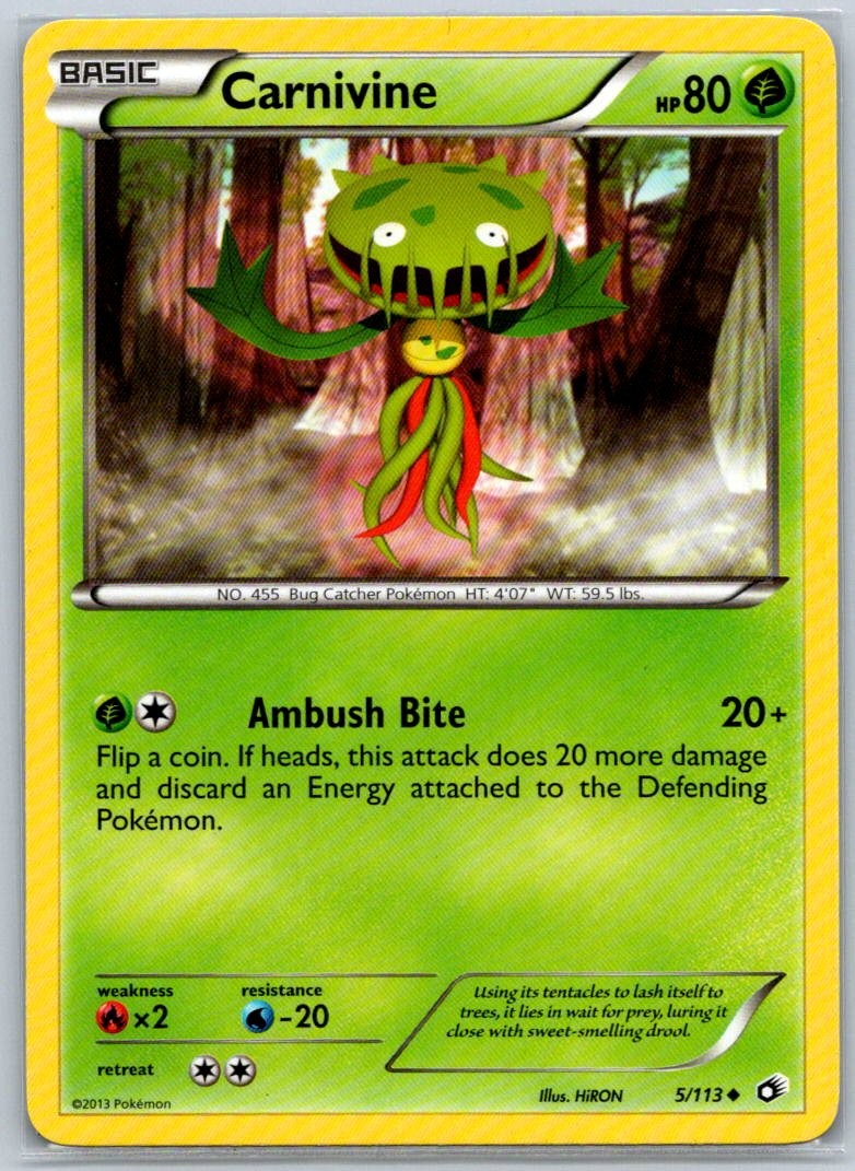 Carnivine Legendary Treasures 5/113 MP-LP Pokémon Card