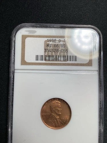 Beautiful High Grade 1938-D Lincoln Cent.  NGC GRADED MS 66 RED