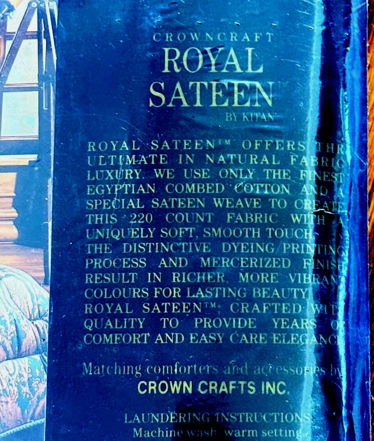 NUEVO Crown Crafts Royal Sateen King Sábana Plana, Azul Marino/Rayas-Paisley Acento Top Foto 3 de 4