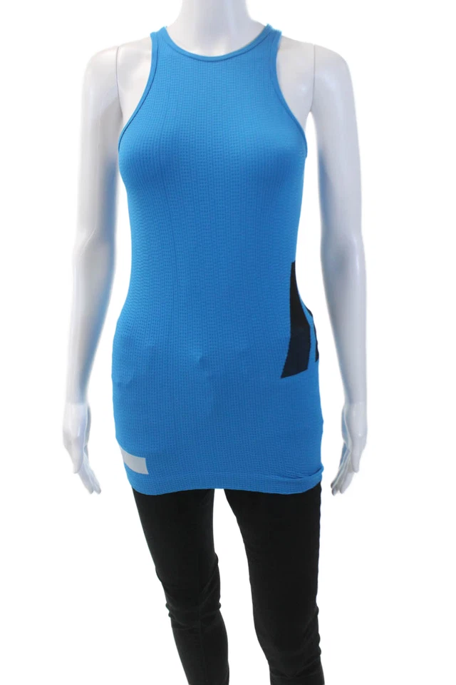 Theory Womens Sleeveless Striped Graphic Athletic Tank Top Blue Size S - Image 2 of 4