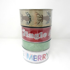 Members Mark Christmas Wired Ribbon 50 yards 2.5" Lot of 4 200 yards total