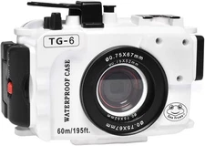 Seafrogs 60m/195ft Underwater Camera Housing for Olympus TG-6, Diving Case White