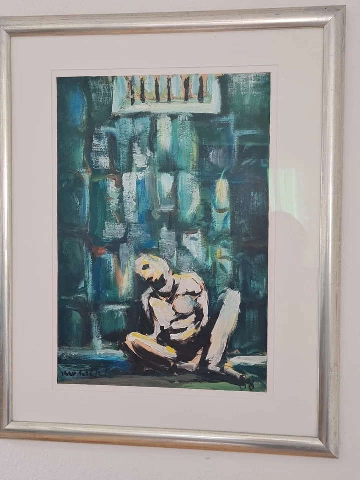 Der Gebrochene - aussergewöhnliches Kunstwerk, Original, Öl auf Pappe, gerahmt - Bild 2 von 3