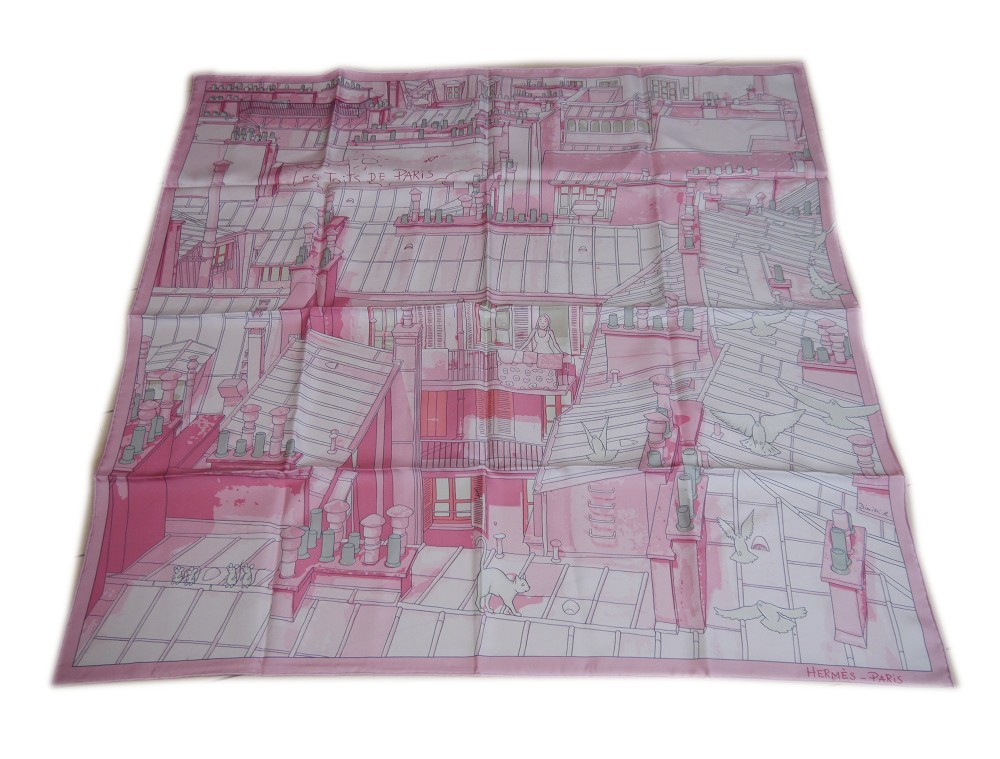 Authentic HERMES Scarf CARRE90 Les Toits de Paris Silk #2646 | eBay
