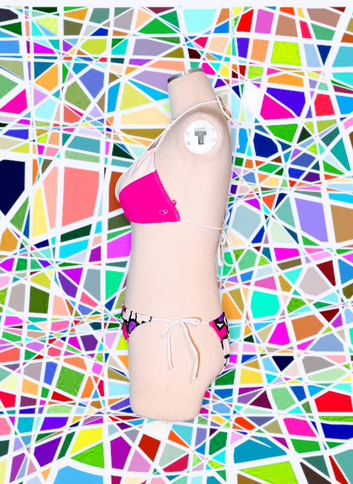 OP OCEAN PACIFIC 2 piezas BLOQUE DE COLORES rosa intenso geométrico bikini traje de baño juniors LG Foto 2 de 4