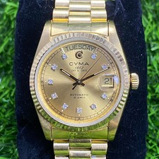 Rare Cyma President Automatic 87.103YP06 Gold Diamond Index Watch Swiss Vintage
