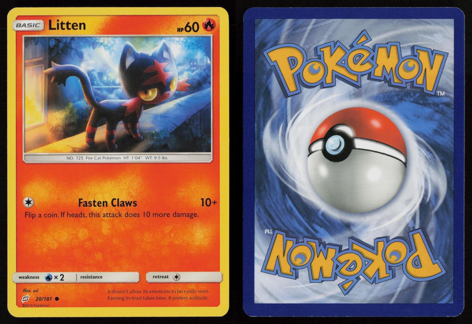 Litten 20/181 Pokemon Team Up Common Heavily Played