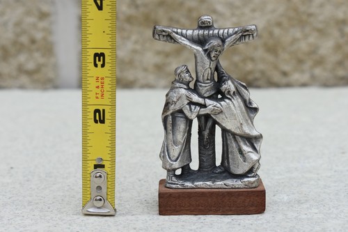 Small Italian Crucifixion Statue, Metal on Wood Base, 'Italy' (CU485) chalice co - Picture 13 of 13