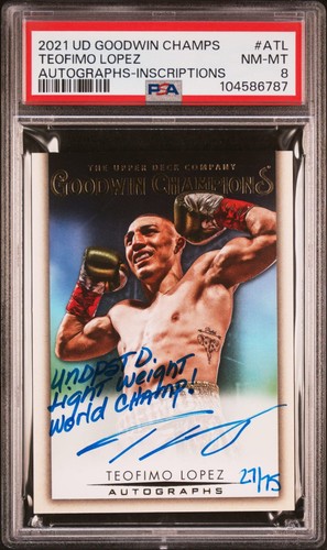 2021 Teofimo Lopez PSA 8 UD Goodwin Champions Rookie RC Inscription Auto /75 SP
