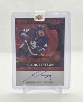 2020-21 Upper Deck Credentials- Debut Ticket Access Nick Robertson #DTAA-NR Auto