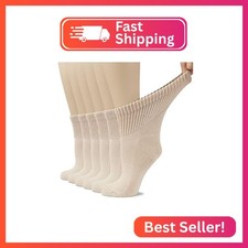 Hugh Ugoli Women's Cotton Diabetic Ankle Socks, Wide, Loose  Stretchy, Seamless
