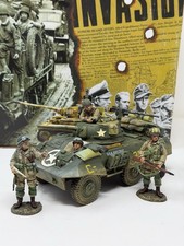 King & Country DD038 US M8 Greyhound Armored Car D-Day Retired 4 Figures w/ Box