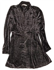 Zara Womens Long Sleeve A-Line Dress UK 10 Small Black Floral AQ19