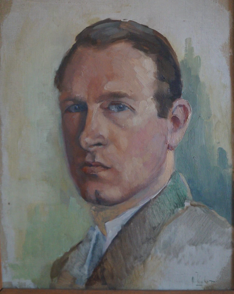 Huile sur Toile encadré PORTRAIT, AUTOPORTRAIT ? Signé ALBERT KEHR - Photo 4/4