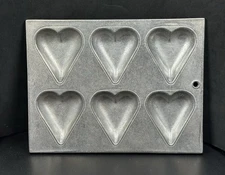 Vtg Wilton Armetale Pewter 6-Heart Mold 164061 Chocolate, Candy, Cakes