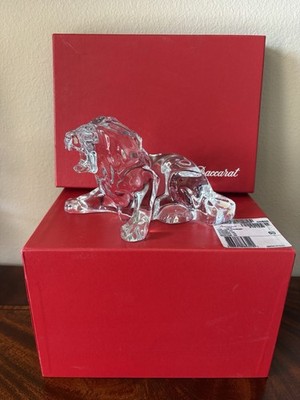 Pre-Owned Baccarat Crystal Roaring Lion Figurine with Box