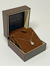 Ernest Jones 9ct Gold Diamond Necklace Baguette Pendant 9 Carat 18 " Chain 9K