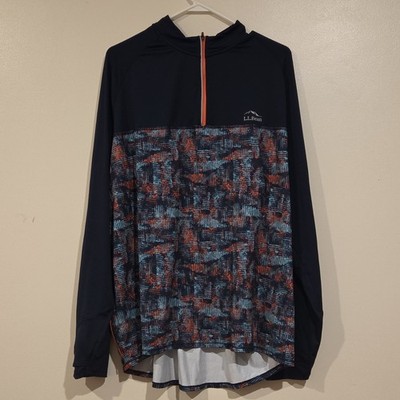 L.L. Bean Men's XXL Tall Navy Multicolor Pullover 1/4 Zip Mock Neck cycling 